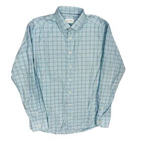 Eton Slim Dress Shirt Check Long Sleeve Button Up Cotton Blue 41 16 Large